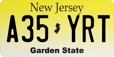 NJ license plate A35YRT