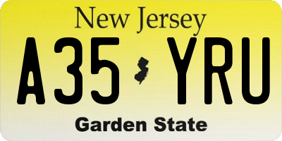 NJ license plate A35YRU