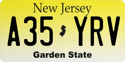 NJ license plate A35YRV