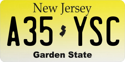 NJ license plate A35YSC