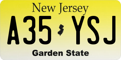 NJ license plate A35YSJ