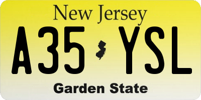NJ license plate A35YSL