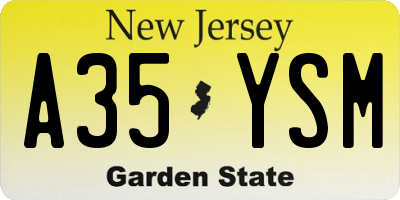 NJ license plate A35YSM