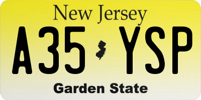 NJ license plate A35YSP