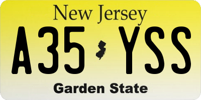 NJ license plate A35YSS