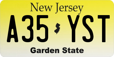 NJ license plate A35YST