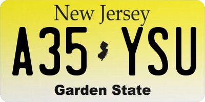 NJ license plate A35YSU