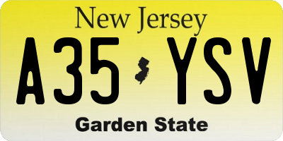 NJ license plate A35YSV