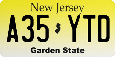 NJ license plate A35YTD