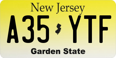 NJ license plate A35YTF