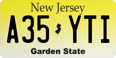 NJ license plate A35YTI