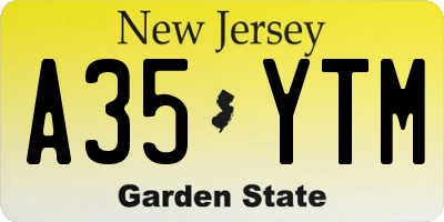 NJ license plate A35YTM