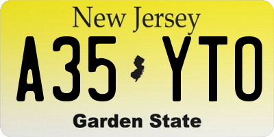 NJ license plate A35YTO