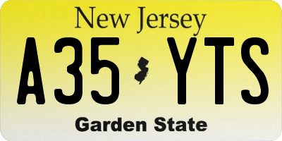 NJ license plate A35YTS