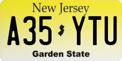 NJ license plate A35YTU
