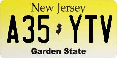 NJ license plate A35YTV
