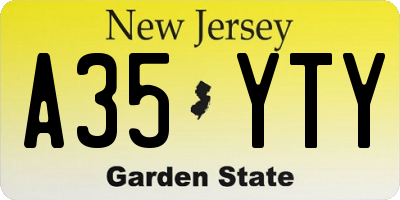 NJ license plate A35YTY