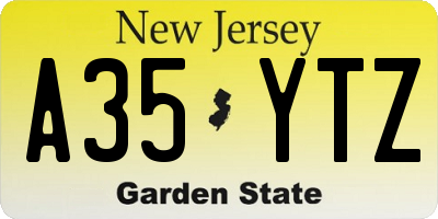 NJ license plate A35YTZ
