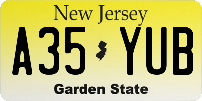 NJ license plate A35YUB