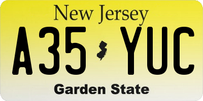NJ license plate A35YUC