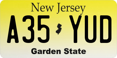 NJ license plate A35YUD