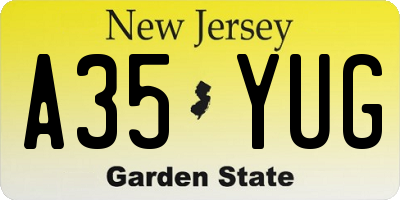 NJ license plate A35YUG