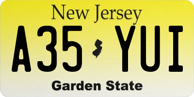 NJ license plate A35YUI
