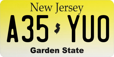 NJ license plate A35YUO