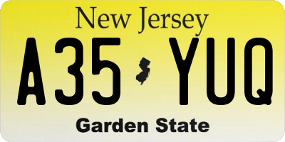 NJ license plate A35YUQ