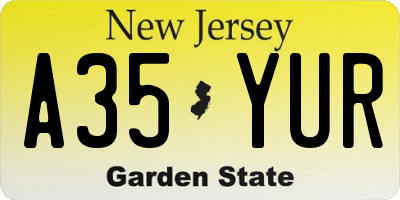 NJ license plate A35YUR