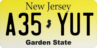 NJ license plate A35YUT