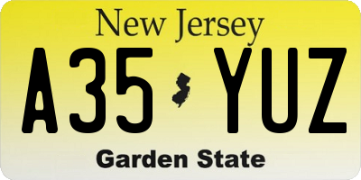 NJ license plate A35YUZ