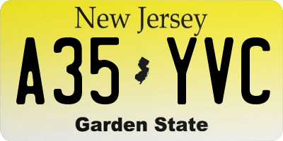 NJ license plate A35YVC