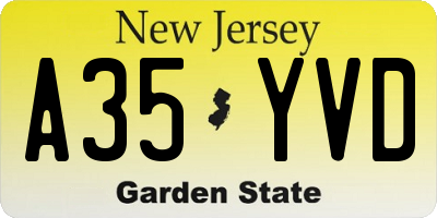 NJ license plate A35YVD