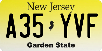 NJ license plate A35YVF