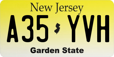 NJ license plate A35YVH
