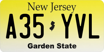 NJ license plate A35YVL