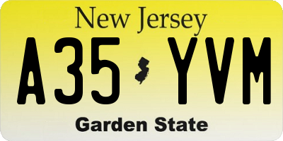 NJ license plate A35YVM