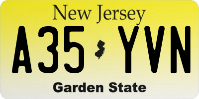 NJ license plate A35YVN