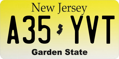 NJ license plate A35YVT