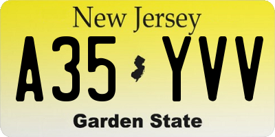 NJ license plate A35YVV