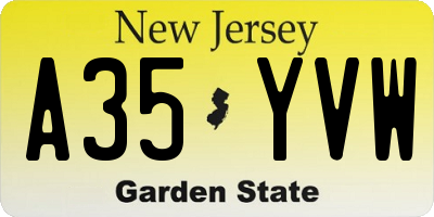 NJ license plate A35YVW
