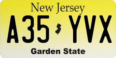 NJ license plate A35YVX