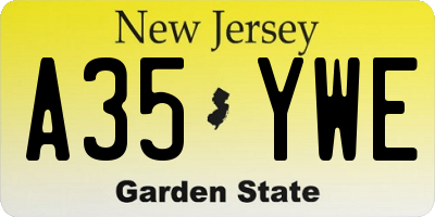 NJ license plate A35YWE