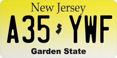 NJ license plate A35YWF