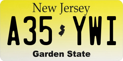 NJ license plate A35YWI