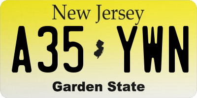 NJ license plate A35YWN