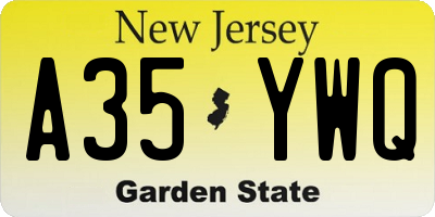 NJ license plate A35YWQ