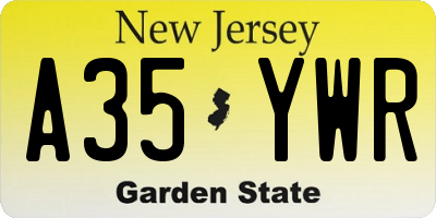 NJ license plate A35YWR