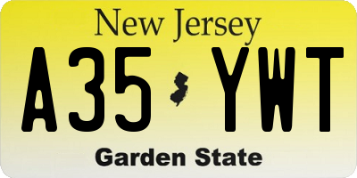 NJ license plate A35YWT